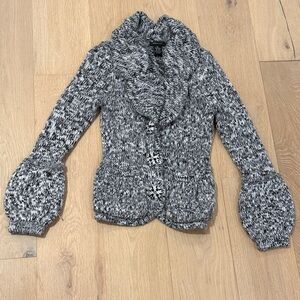 BCBGMaxAzria Black and White Textured Cardigan Sweater size medium